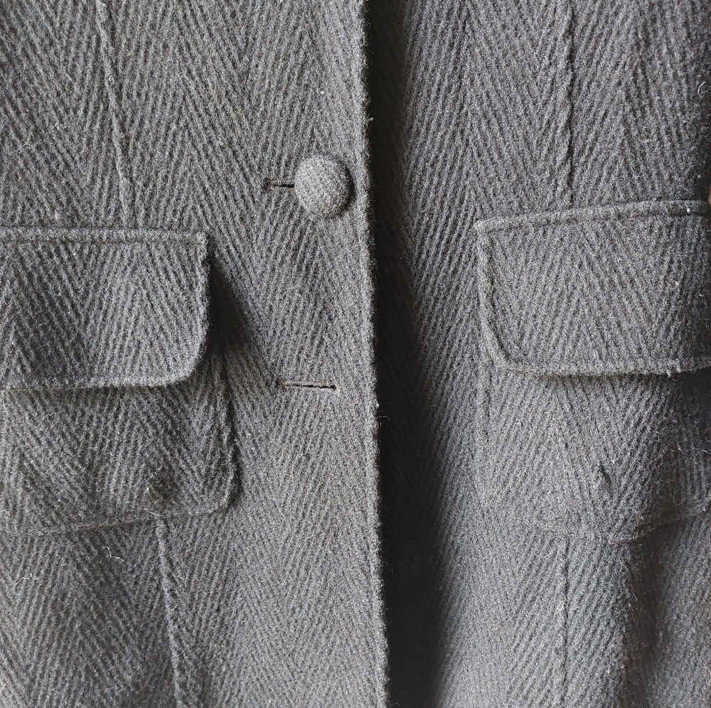 Mossimo - Black Wool Tweed Trench Coat - Picture 5 of 13